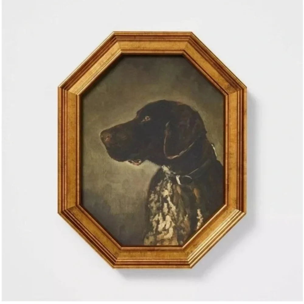 Threshold Studio McGee Octagonal Gold Framed Dog Portrait - Picture 1 of 3